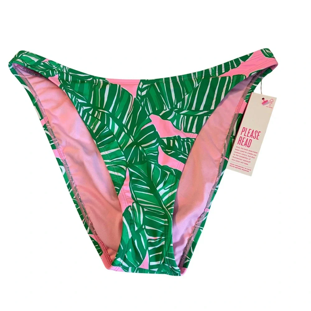 Lilly Pulitzer Pico High Cut Bikini Bottom Pink Green Lets Go Bananas 12 NEW